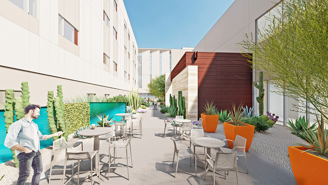 Artistic rendering of the project's Courtyard West