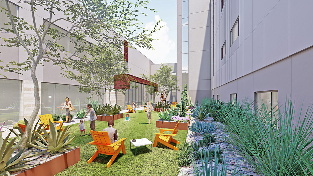 Artistic rendering of the project's courtyard