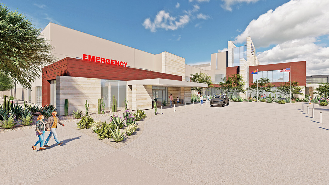 Artistic rendering of the project's emergency south entrance.