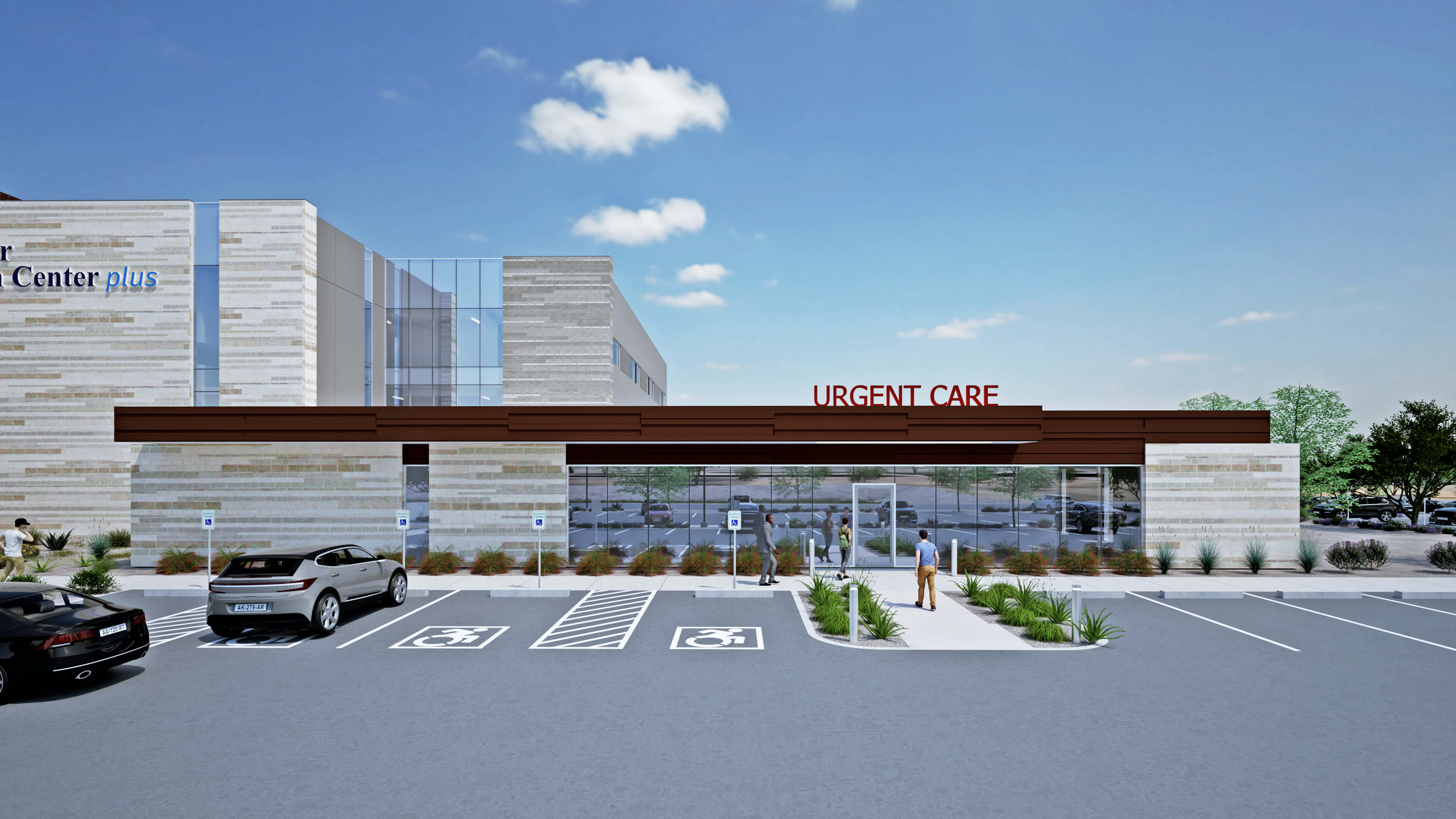 Artistic rendering of the project's Urgent Care Elevation.